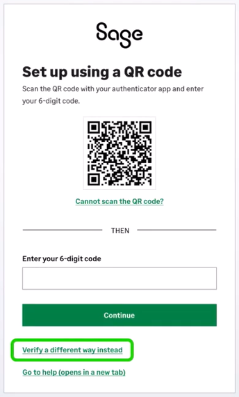 Showing an option to verify a different way when setting up 2-factor authentication.